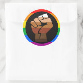 Sticker Rond FIERTÉ LGBTQ (POC Fist Pride) (Sac)