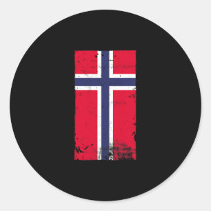Sticker Rond Fierté norvégienne Voyage Vacances Norvège Drapeau