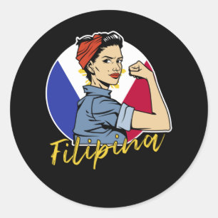 Sticker Rond Fierté Philippine Pinay Femme Girfriend Philippin