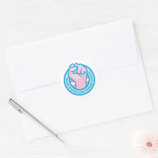 Sticker Rond Fierté trans (Enveloppe)