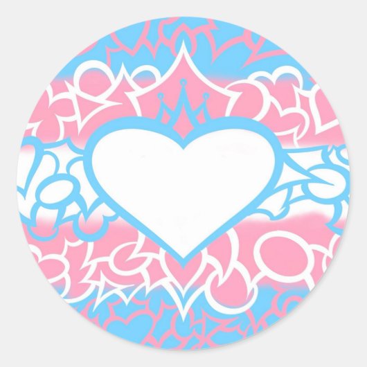 Sticker Rond Fierté Trans Squiggle (Devant)