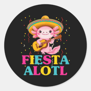 Sticker Rond Fiesta Alotl Cinco De Mayo Axolotl Avec Sombrero A