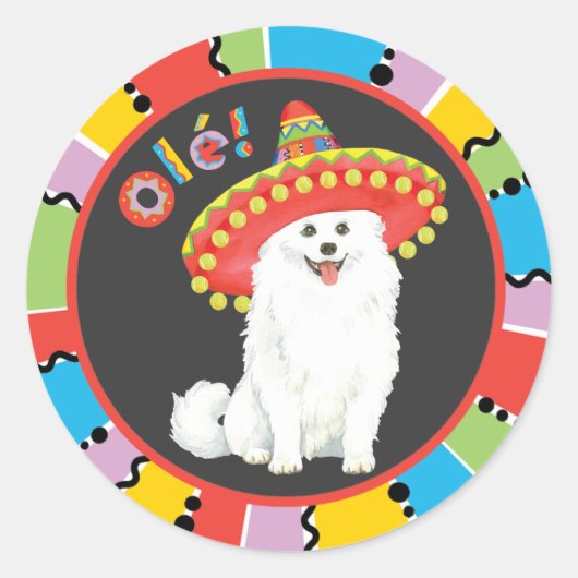 Sticker Rond Fiesta American Eskimo Chien (Devant)