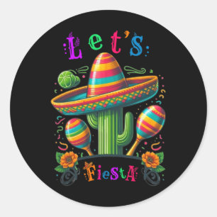 Sticker Rond Fiesta Cactus Cinco De Mayo Hommes Femmes Garçons 