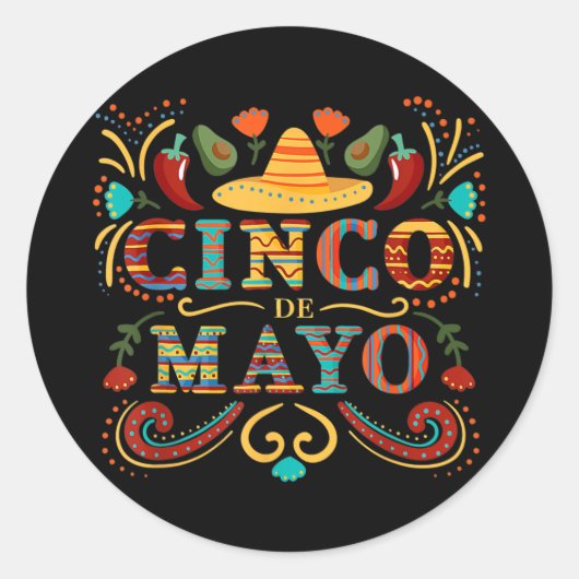 Sticker Rond Fiesta Cinco De Mayo (Devant)