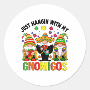 Sticker Rond Fiesta Cinco De Mayo Avec Mes Gnomes Drôle Mexicai