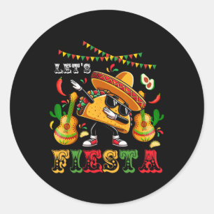 Sticker Rond Fiesta Cinco De Mayo Dabbing Taco Kids Boys