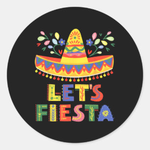 Sticker Rond Fiesta Cinco De Mayo Guitare Funny Mexico Pa
