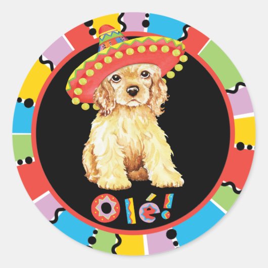 Sticker Rond Fiesta Cocker Spaniel (Devant)