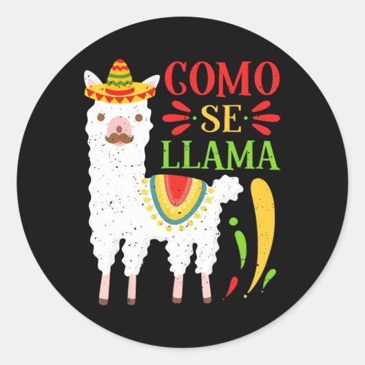 Sticker Rond Fiesta Como Te Llamas Cinco De Mayo Como Se (Devant)