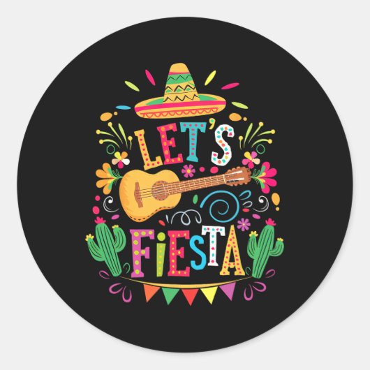 Sticker Rond Fiesta Famille Mexicaine Squad Cinco De M (Devant)