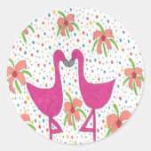 Sticker Rond Fiesta Flamant rose Floral (Devant)