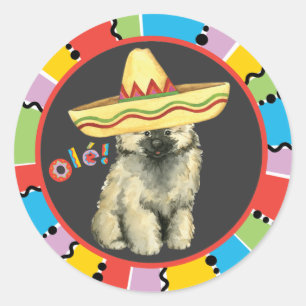 Sticker Rond Fiesta Keeshond