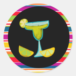 Sticker Rond Fiesta mexicaine colorée Margarita rayée