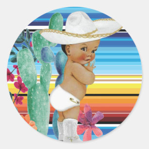 Sticker Rond Fiesta Mexicana Baby shower C'est un garçon