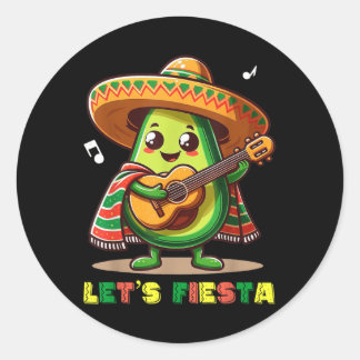 Sticker Rond Fiesta Mexico - Avocado Cinco De Mayo Fiesta