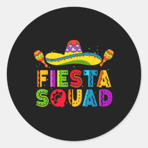 Sticker Rond Fiesta Squad Cinco De Mayo Famille de la fête Corr