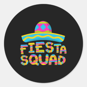 Sticker Rond Fiesta Squad Funny Cinco De Mayo Mexican Party 5 D