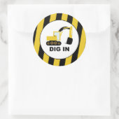 Sticker Rond Fiesta temática Construcción y excavadoras (Sac)