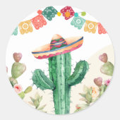 Sticker Rond Fiesta Watercolor Cactus Parti mexicain Succulent (Devant)