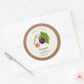 Sticker Rond Fig Conserver Jam Jar avec bordure en papier Kraft (Enveloppe)