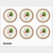 Sticker Rond Fig Conserver Jam Jar avec bordure en papier Kraft (Feuille)