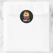 Sticker Rond Figgin Lit Funny Figgy Pudding Pun Dark BG (Sac)