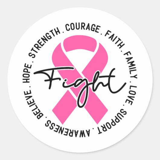 Sticker Rond Fight Breast Cancer Awareness (Devant)