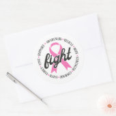 Sticker Rond Fight Breast Cancer Pink Ribbon Awareness (Enveloppe)