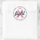 Sticker Rond Fight Breast Cancer Pink Ribbon Awareness (Sac)