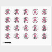Sticker Rond Fight Like a Girl | Breast Cancer Awareness Design (Feuille)