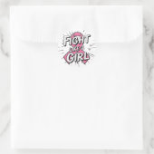 Sticker Rond Fight Like a Girl | Breast Cancer Awareness Design (Sac)