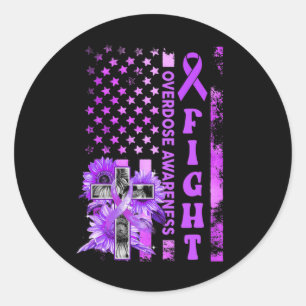 Sticker Rond Fight USA Flag Sunflower Christian Overdose Award