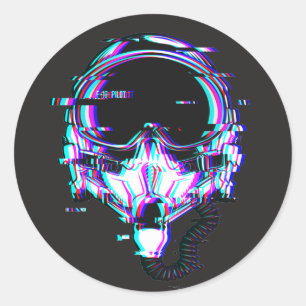 Sticker Rond Fighter Pilot Helmet effet de paillettes vitesse m