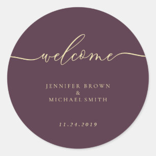Sticker Rond Figue de Minuit Minimaliste Bienvenue