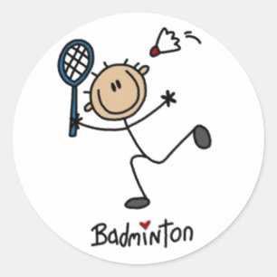 Sticker Rond Figure de bâton de badminton