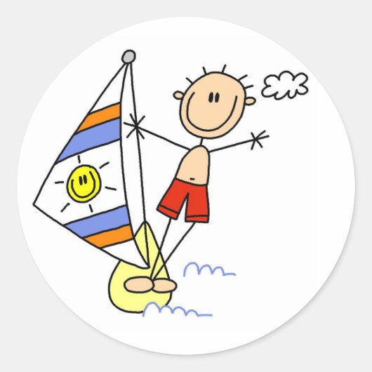 Sticker Rond Figure de bâton de parasailing (Devant)