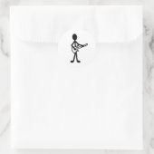 Sticker Rond Figure de bâton guitariste (Sac)