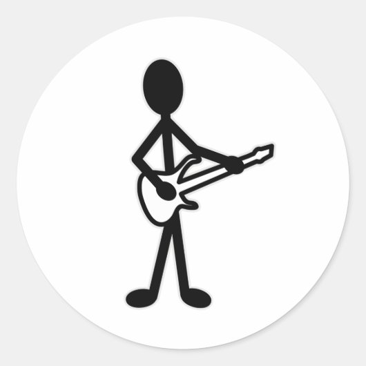 Sticker Rond Figure de bâton guitariste (Devant)