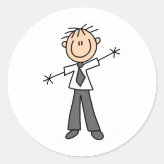 Sticker Rond Figure de bâton papa (Devant)