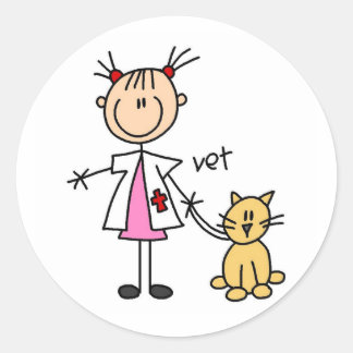 Sticker Rond Figure de bâton vétérinaire