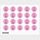 Sticker Rond Figure Stick Soutien pour le cancer du sein (Feuille)