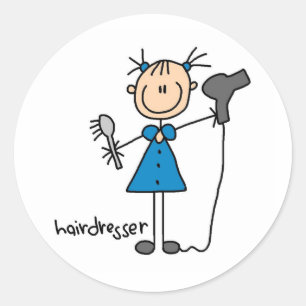 Sticker Rond Figurine de coiffeur