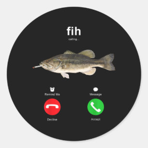 Sticker Rond Fih Appelant Poisson Fumant Mème Drôle De Pêche An