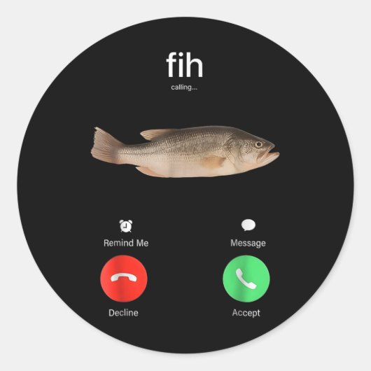Sticker Rond Fih Calling Remind Me Message Decline Accept Phone (Devant)