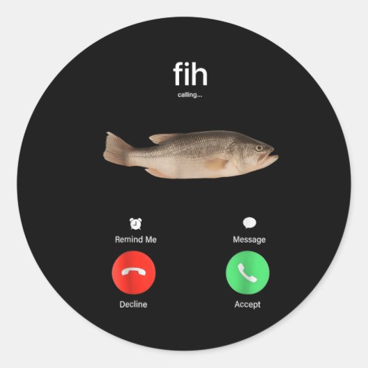 Sticker Rond Fih Calling Remind Me Message Decline Accept Phone (Devant)