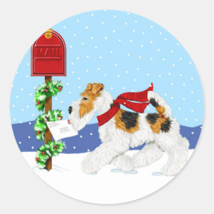 Sticker Rond Fil Fox Christmas Mail
