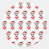 Sticker Rond Fil Fox Terrier Chien race Étoiles de Noël (Devant)