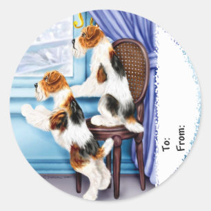 Sticker Rond Fil Fox Terrier Parlor Pals