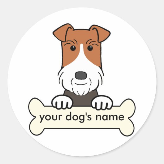 Sticker Rond Fil Fox Terrier personnalisé (Devant)
